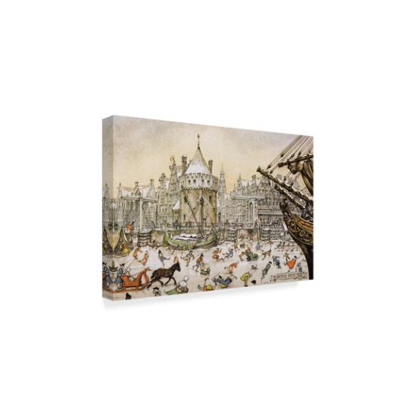 Anton Pieck 'Skating On The Harbor' Canvas Art,22x32